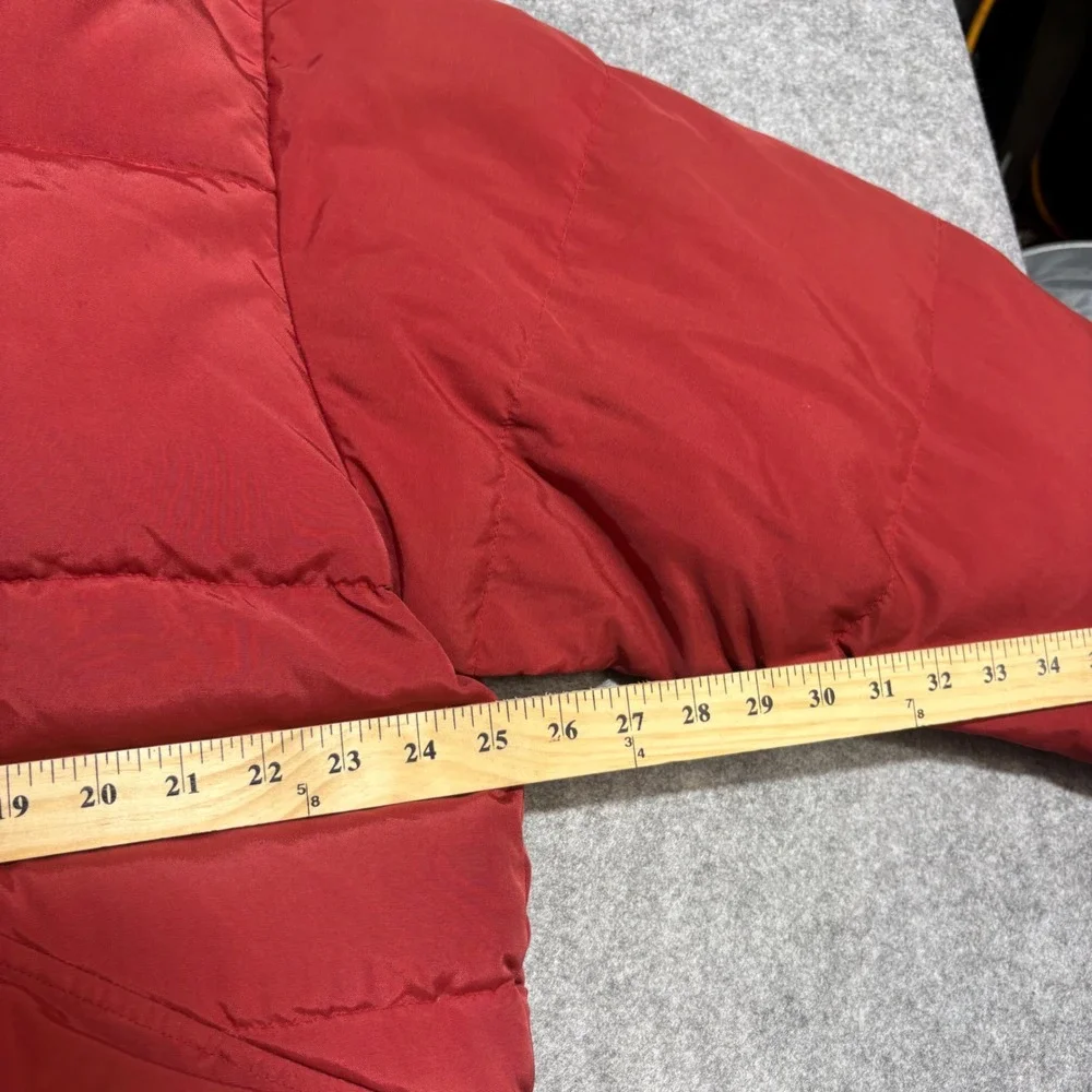 Vintage J.Crew Mens Red Down Filled Puffer Jacket Large Nylon Full Zip Coat